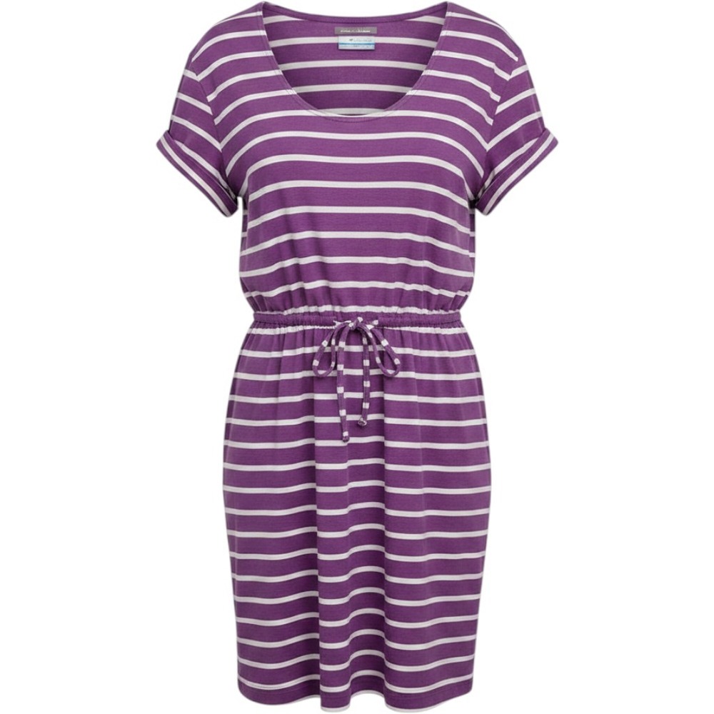 Columbia Women's Striped Drawstring Waist Casual Shirt Dress PFG Size L